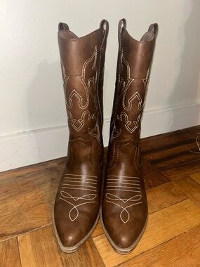 Dream Pairs Women's Brown Leather Western Boots